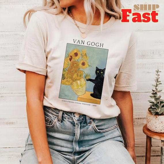 Van Gogh Cat Shirt: Funny Art Tee, Kitty Lover Gift