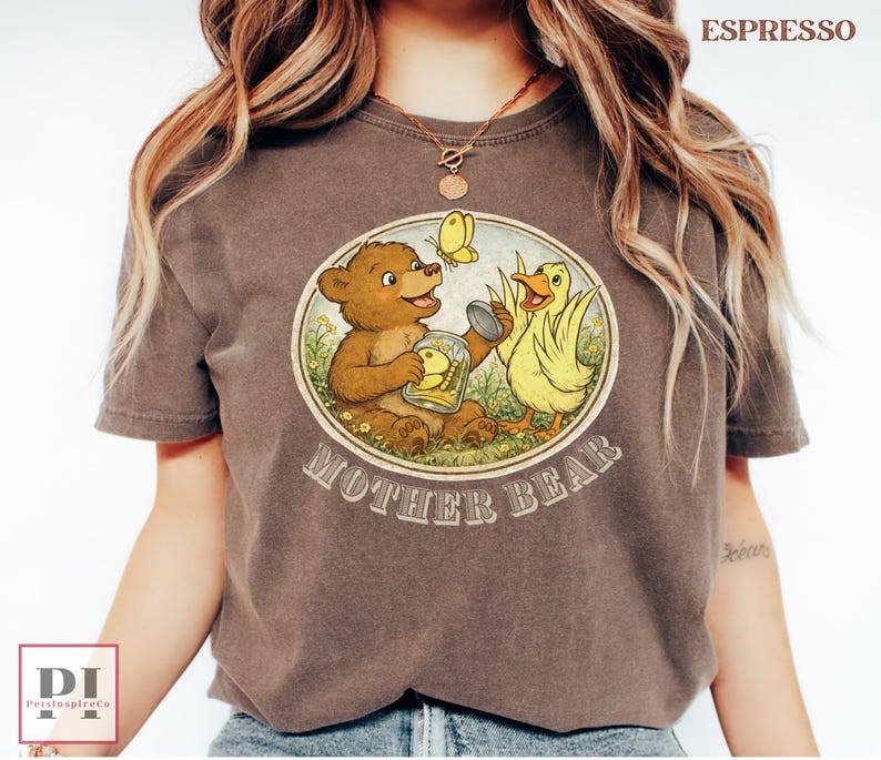 vintage bear duck circle illustration aesthetic animal shirt