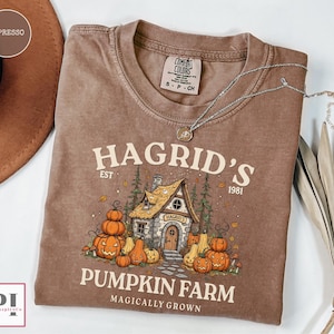 Camiseta Comfort Colors® da Fazenda de Abóboras do Hagrid, Camiseta de Halloween do Mago, Moletom Aconchegante de Outono, Camiseta da Fazenda de Abóboras, Presente para a Temporada Assustadora