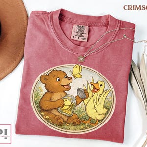 cartoon bear and duck shirt cute woodland animals tee