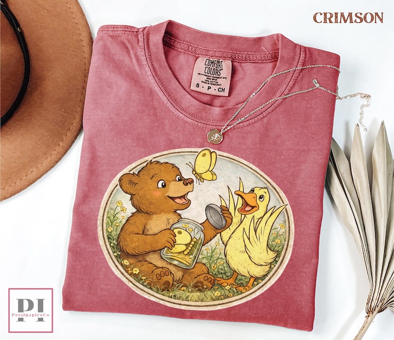 cartoon bear and duck shirt cute woodland animals tee