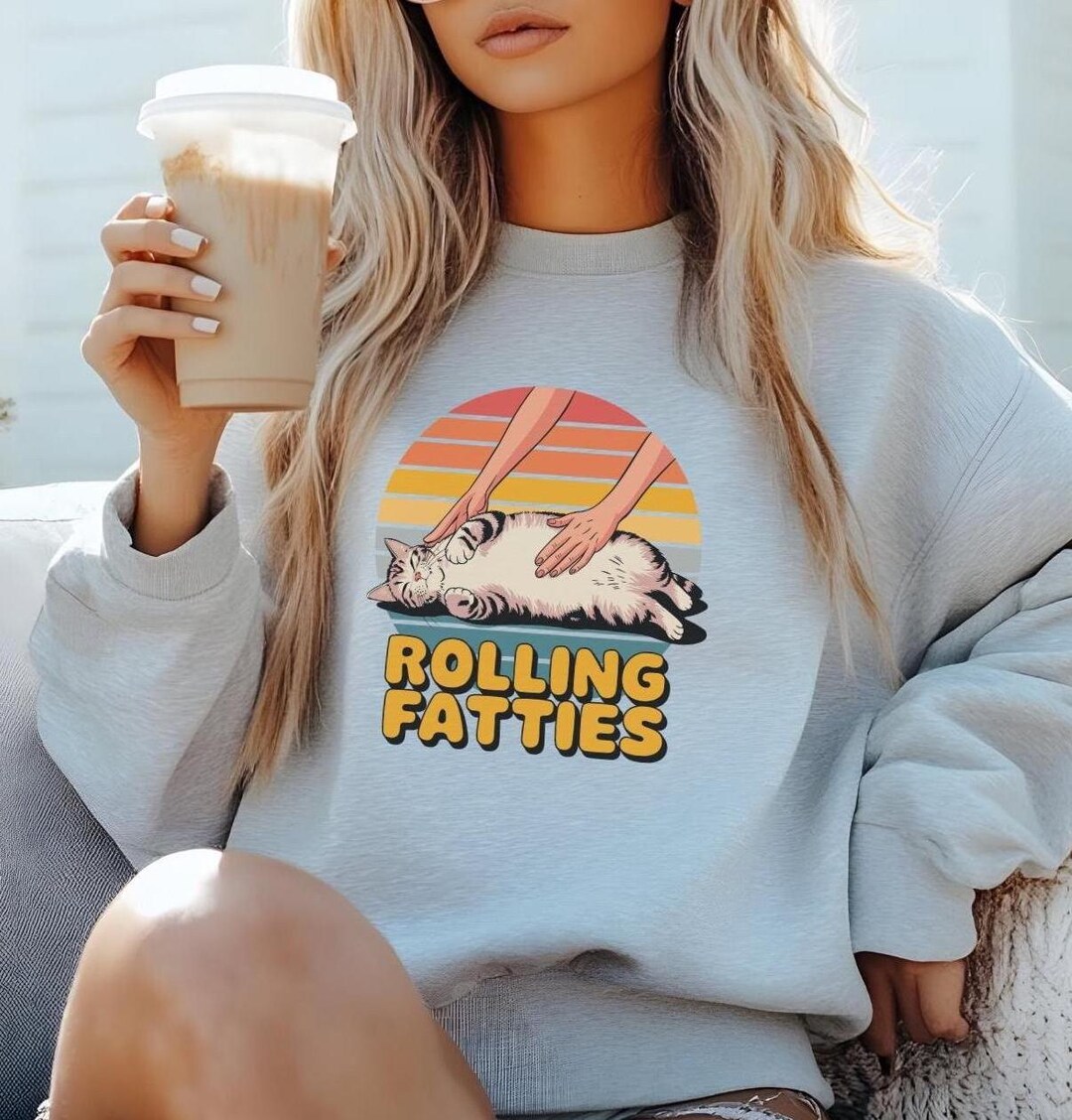 Funny Fat Cat Meme Sweatshirt - Unhinged Cat Lover Gift - Etsy