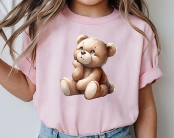 Thinking Teddy Bear Kids T-Shirt | Animal Lover Gift