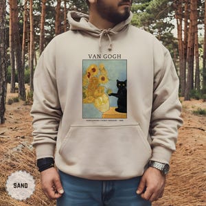 Ladies flower print cat shirt inspired by Van Gogh paintings
