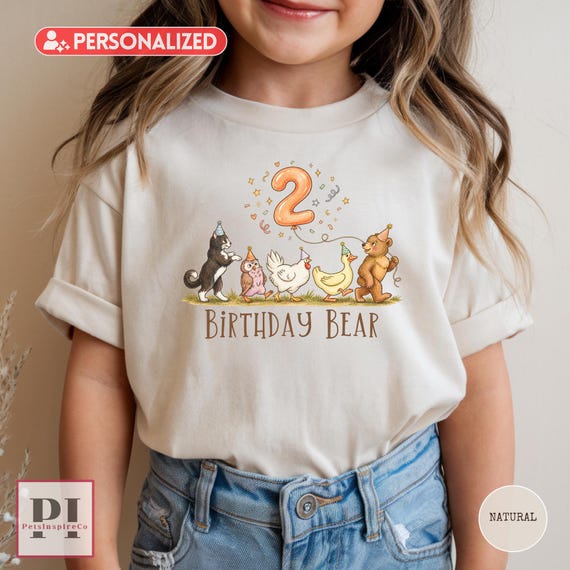 Personalized Little Bear Birthday Shirt, Custom Age Woodland Birthday Tee, Vintage Storybook Bear Shirt, 1st 2nd 3rd Birthday Outfit