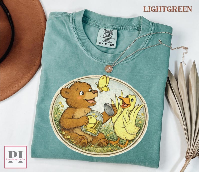 adorable bear and duck shirt soft vintage kids animal tee