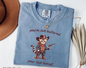 Comfort Colors® Meowdy Partner Katzen T-Shirt, Lustiges Cowboy Katzen Sweatshirt, Vintage Western Grafik T-Shirt