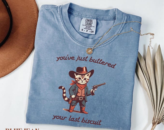 Comfort Colors® Meowdy Partner Cat T-Shirt, Funny Cowboy Cat Sweatshirt, Vintage Western Graphic Tee