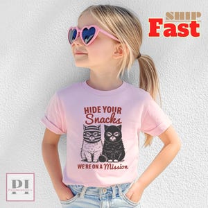 Hide Your Snacks Cat T-Shirt: Funny Graphic Tee for Kids