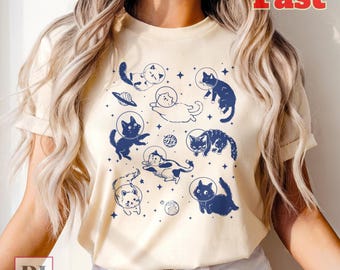 Astronaut Cat T-Shirt: Funny Space Kitten Tee, Cat Lover Gift