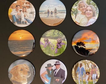 Personalized Gift - Set of 9 Round Custom Photo Magnets 2.25"  | Holiday Gift | Custom Fridge Magnets | Unique Gift for any Occasion |