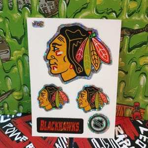 Adesivos vintage Chicago Blackhawks NHL Prism Vending VTG anos 90