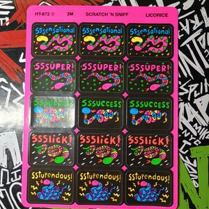 ヴィンテージ 3M スネークス スクラッチ＆スニフ リコリス リワード ステッカー ネオン 1989