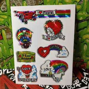 Sticker prisme arc-en-ciel vintage I Love Stickers VTG années 80