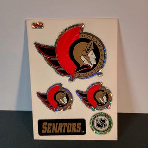 Adesivos vintage Ottawa Senators NHL Prism Vending VTG anos 90