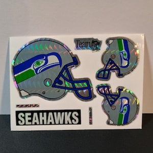 Pegatinas vintage de la NFL de los Seattle Seahawks Prism Stickers VTG de los años 90