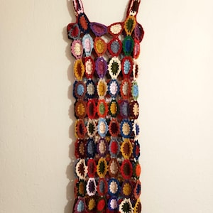 Handmade Crochet Cotton Summer Dress: Colorful Boho Beach Cover Up - S/M