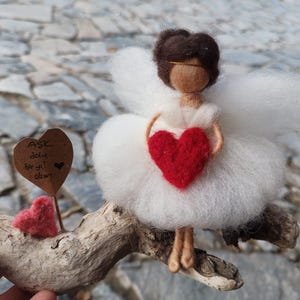Handmade Wool Felted Love Fairy Doll: Personalized Angel Figurine
