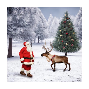 Santa Walking With Rudolph