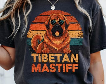 Tibetan Mastiff T-Shirt, Retro Sunglasses Dog Tee