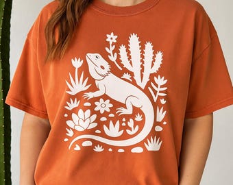 Bearded Dragon Graphic T-Shirt, Desert Lizard Tee, Reptile Lover Gift