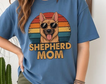 Retro German Shepherd Mom T-Shirt, Comfort Colors Tee