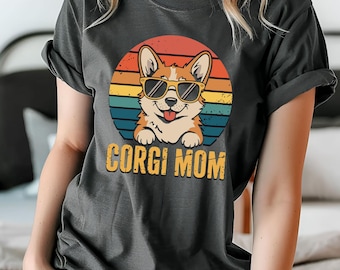 Retro Corgi Mom T-Shirt, Comfort Colors Unisex Tee