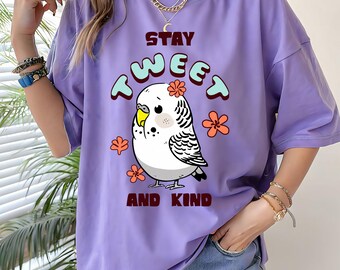 Comfort Colors Bird Lover T-Shirt, Stay Tweet and Kind Tee
