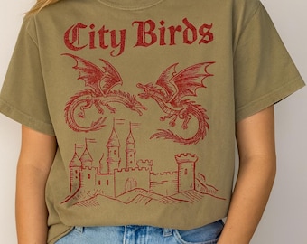 Medieval Dragon Castle T-Shirt, Fantasy Graphic Tee