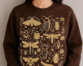 Vintage Botanical Insect Sweatshirt, Entomology Bug Pullover