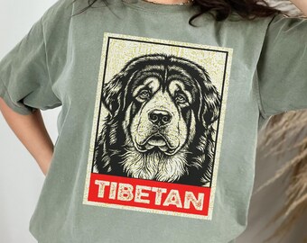 Tibetan Mastiff Graphic Tee, Vintage Style Dog Shirt