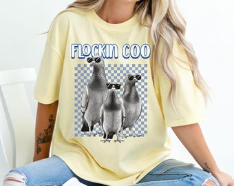Flockin Coo Shirt, Comfort Colors Bird Pun Tee, Bird Watchers Gift