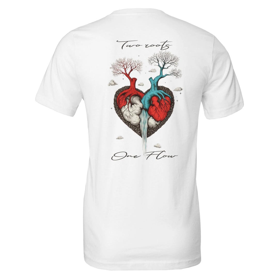 Heart Tree T-shirt, Two Roots One Flow, Minimalist Graphic Tee - Etsy