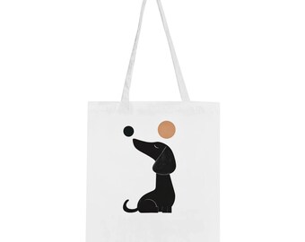 Sacola de algodão com silhueta de dachshund: presente para amantes de cães ao luar