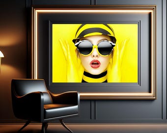 Retro Pop Art Fashion Print – Vibrant Yellow Decor