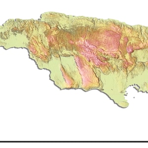 Printable Shaded Relief Map of Jamaica | Digital Jamaica Terrain Map | Jamaica Topographic Map | High-Resolution Jamaica Relief Map