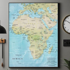Printable Political Map of Africa |Country Borders and Capitals | Educational Wall Art | Office & Classroom Decor, africa map, gift map