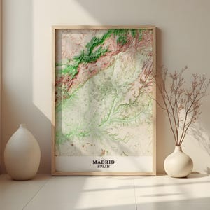 Madrid Map | High-Resolution Digital Download | Vintage Style Madrid Region Map | Spain Terrain Map| Real Madrid | Spain Map| Relief Map |
