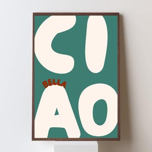 Ciao Bella Retro Minimalist Typography Poster – Italian Wall Art for Home Decor