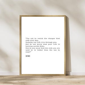 Rumi Inspirational Quote Wall Art – Minimalist Typography Print for Home Deco