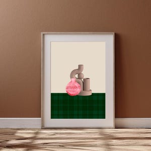 Póster de jarrón abstracto moderno: decoración del hogar neutra y terrosa