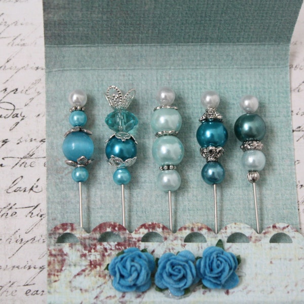 Mini Matchbook Stick Pins Blues for Scrapbooking or Cardmaking