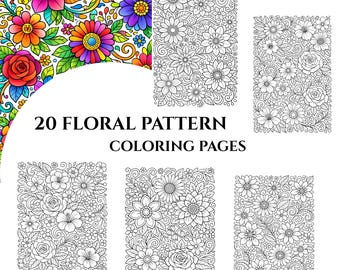 20 kleurplaten met bloempatroon – Mindfulness, stressverlichting (afdrukbare pdf)