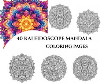 40 Kaleidoscope Mandala Coloring Pages – Adult Printable PDF Download