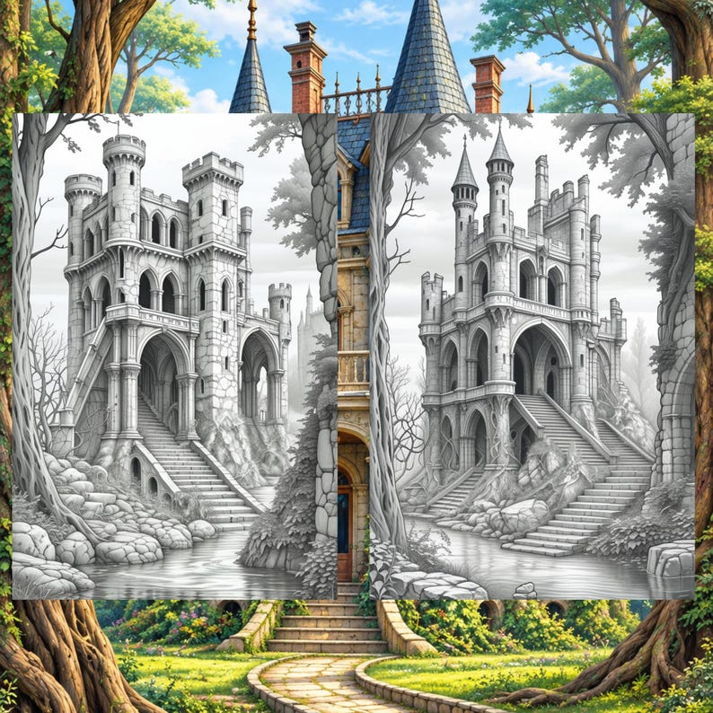 12 Abandoned Victorian Building Coloring Pages for Adults Printable ...