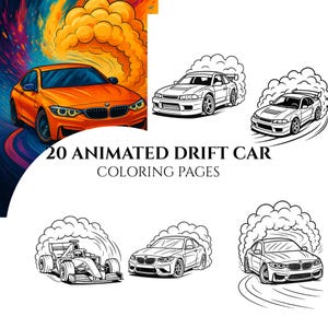 Målarbok med driftbilar: 20 animerade gråskalesidor (utskrivbar PDF)