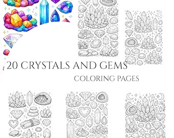 Kleurplaten kristallen en edelstenen - 20 afdrukbare edelsteenontwerpen (pdf-download)