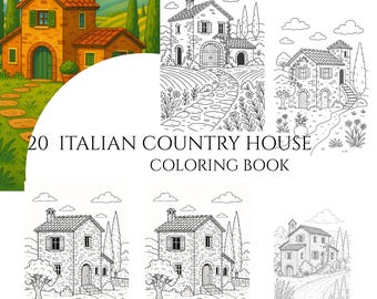 Kleurboek Italiaans landhuis – 20 realisme kleurplaten (afdrukbare pdf)