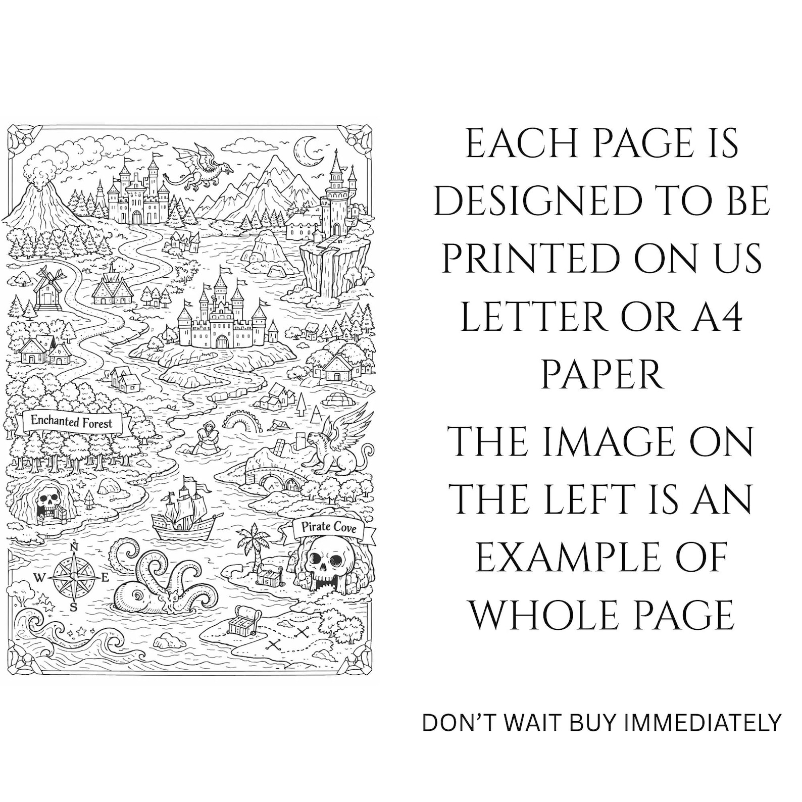 Fictional Map Colorable Fantasy Map Coloring Pages - 20 Printable Designs (PDF File) - Etsy
