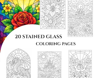 Kleurplaten glas in lood – grijstinten ontwerpen voor volwassenen (pdf-download)